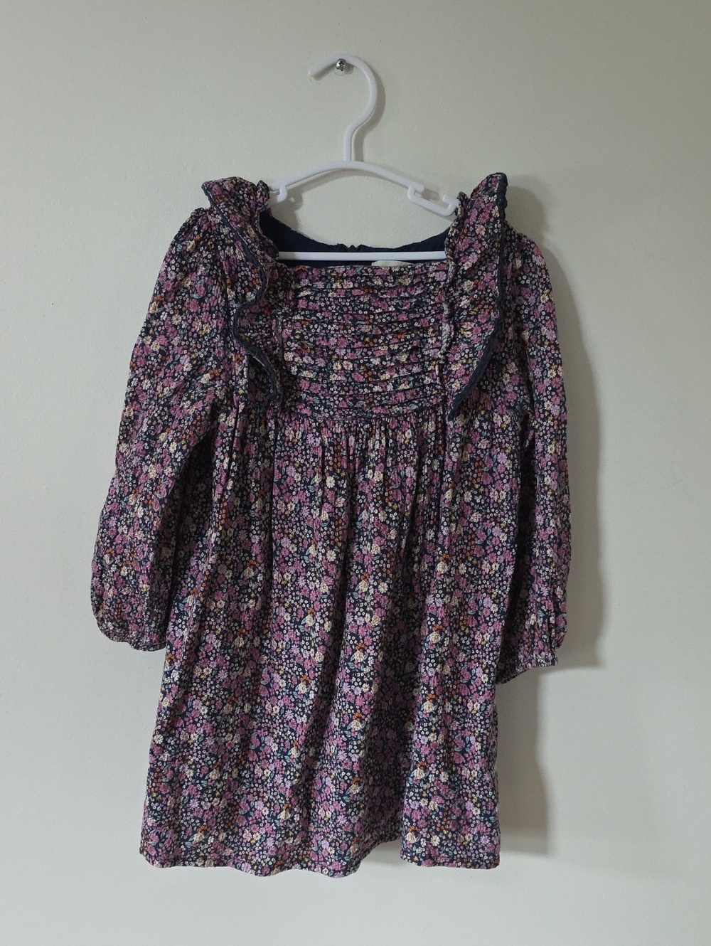 Tocoto Vintage Navy Floral Print Dress, 6Y